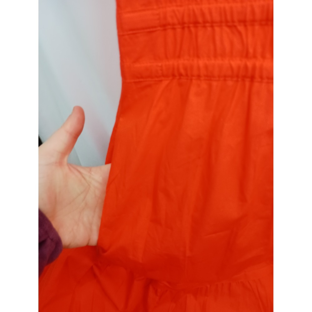 Quince nwt M orange 100% Organic Cotton Poplin Tiered Maxi Dress boho vacation - Picture 7 of 8